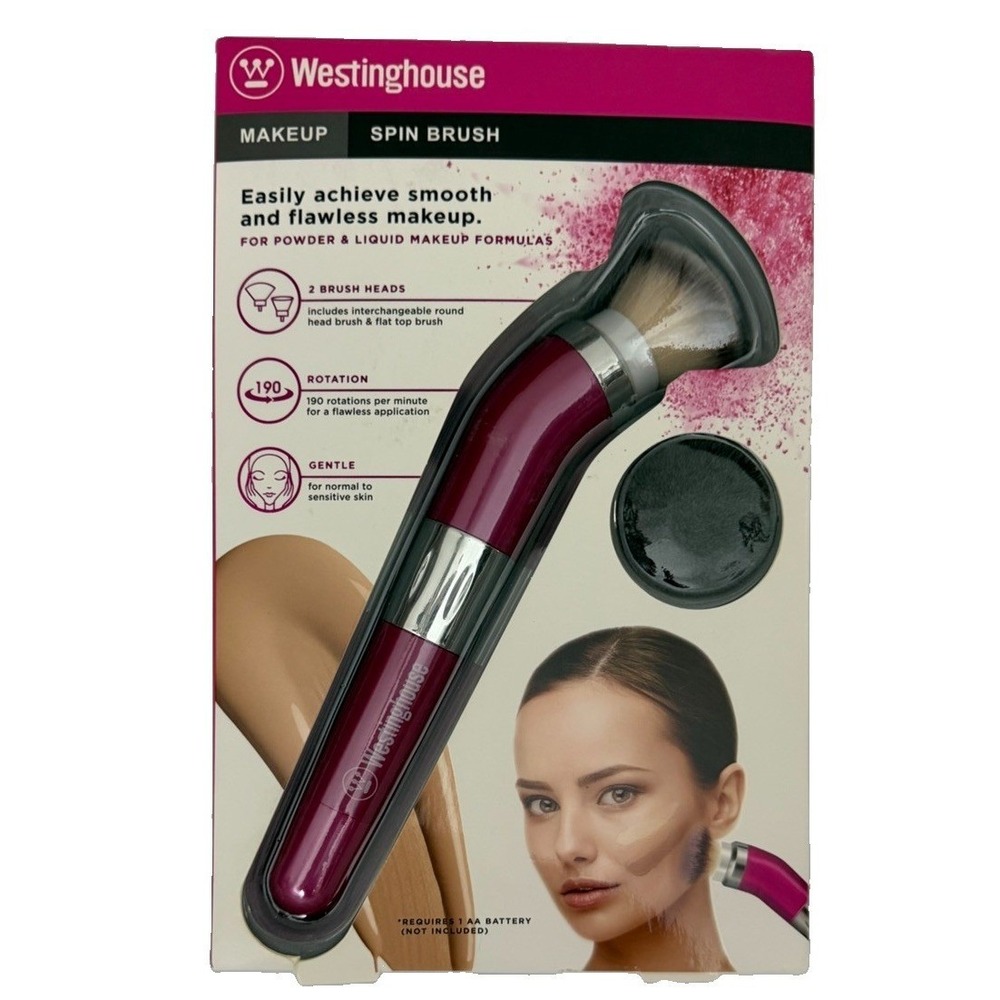 Westinghouse Makeup Spin Brush With 2 Brush Heads New Sealed